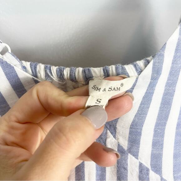 Sim & Sam Mini Summer Dress Blue and White Stripes Women’s size S\ - Picture 6 of 12